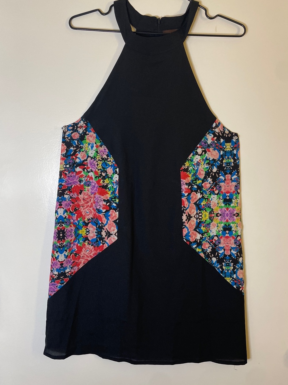 Black Floral Panel Dress